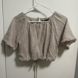 Forever 21 Beige Drawstring Crop Top